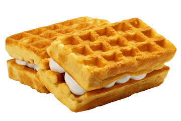 Viennese Waffle with cream isolated, full depth of field