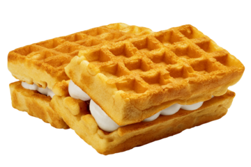 Viennese Waffle with cream isolated, full depth of field