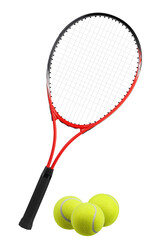 Tennis racket isolated, full depth of field