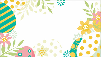 Vibrant Easter eggs and flowers border frame design