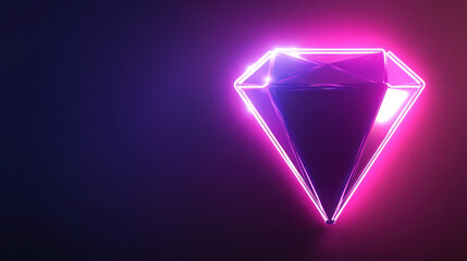 Vibrant neon diamond on gradient background