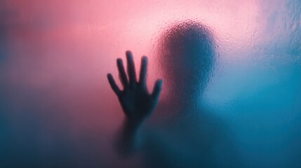 A person standing behind frosted glass appears only as a dark, indistinct shadow. Even when a person places their hand on the frosted glass
