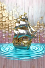 Fototapeta premium Pirate ship in the sea