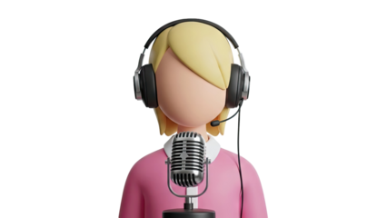 3D Character with Headphones and Microphone