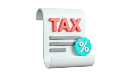 3D Icon of TAX document with percentage symbol