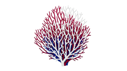 Abstract Coral Sculpture in Red, White, and Blue