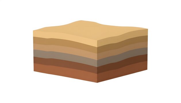 Cross-section of earth layers showing soil strata and geological formations