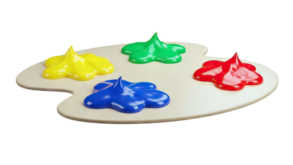 Artist's palette with colorful blobs of paint