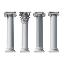 Classical columns display isolated on white background