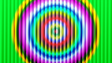 Abstract multicolored spiral pattern with vibrant green background and swirling rainbow colors in a mesmerizing optical illusion effect beautifully