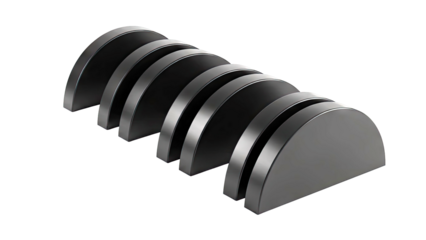 Black semicircular objects in a row