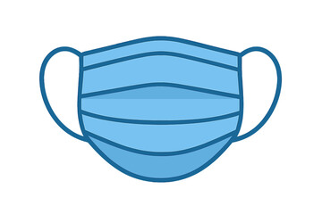 Simple blue face mask with ear loops on a plain background used for health protection during cold and flu season