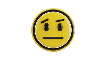Confused Yellow Emoji with Eyebrows and Straight Mouth