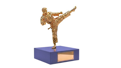 Golden Karate Trophy with High Kick