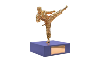 Golden Karate Trophy with High Kick