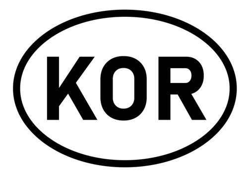 Korea country code KOR icon vector on a white background
Country code abbreviation oval sticker icon on a white background
