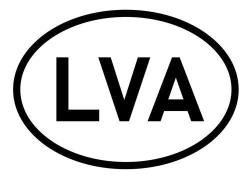 Latvia country code LVA icon vector on a white background
Country code abbreviation oval sticker icon on a white background