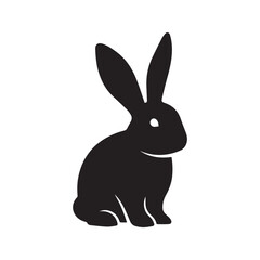 Obraz premium Stylized black rabbit icon, a sleek and modern vector illustration capturing the essence of a bunny, ideal for animal-themed designs and digital art