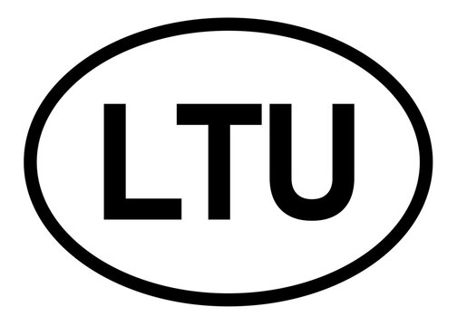 Lithuania country code LTU icon vector on a white background
Country code abbreviation oval sticker icon on a white background