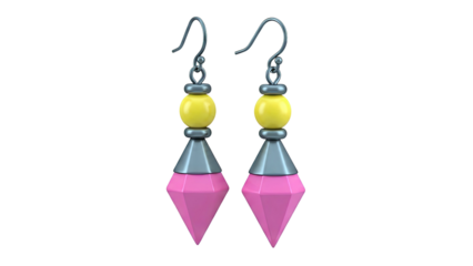 Pink and Yellow Gemstone Earrings