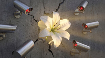 Abstract Metaphor for Survival and Surveillance with White Lily