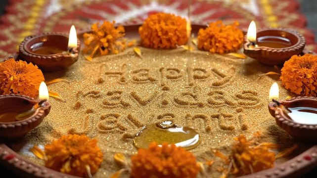 Guru ravidas jayanti celebration typography motion graphic festival india spiritual devotion background loop