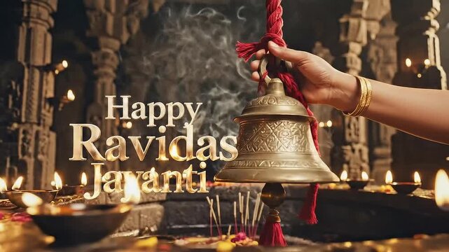 Happy ravidas jayanti typography celebration temple festival motion graphic background footage