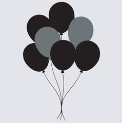 a bunch of colorful helium balloons silhouette vector art illustration, black and white balloons vector illustration