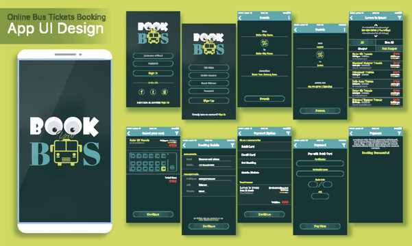 online bus tickets booking mobile app ui ux and gui screens including sign in sign up