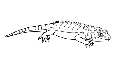 Detailed illustration of a lizard with a long tail and sharp claws on a white background