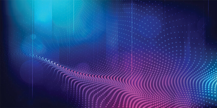 Digital technology futuristic internet network connection blue purple background, abstract cyber information communication, Ai big data science, innovation future tech, line dot illustration vector 