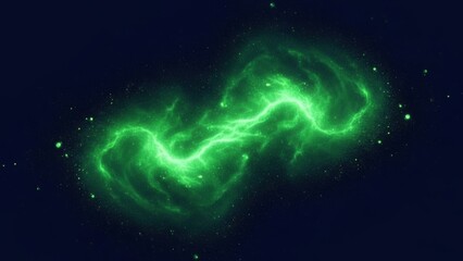Vibrant green nebula glowing in deep space with stars
