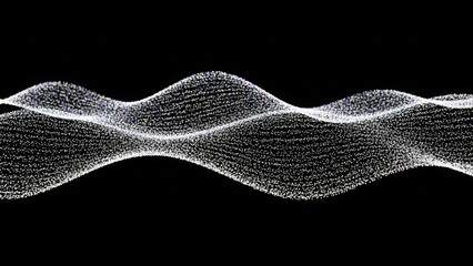 Dynamic wave of sparkling particles on black background