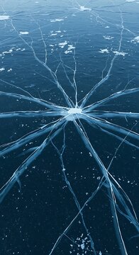 Fractured Ice Pattern on Water Surface
