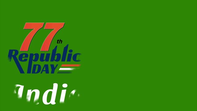 77th Indian Republic Day Background with Tricolor Waves, India Text and Patriotic Design, Modern Indian Republic Day background featuring 77th Republic Day typography, flowing tricolor wave design