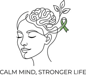 Calm, Healing & Inner Peace Line Art Vector designed in a modern minimalist style. This artwork represents mindfulness, mental health awareness, meditation, and emotional balance. Ideal for wellness b