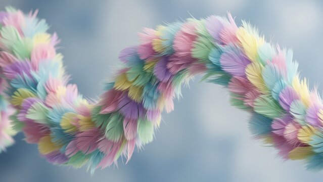 Multicolored feather boas in a u shape