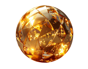 3d golden abstract render sphere transparent background