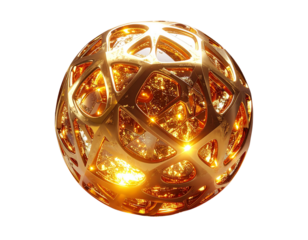 3d golden abstract render sphere transparent background