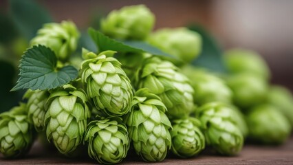 Fototapeta premium Fresh hop cones on display