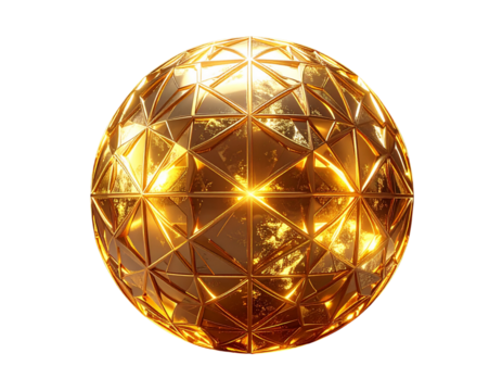 3d golden abstract render sphere transparent background - Powered by Adobe