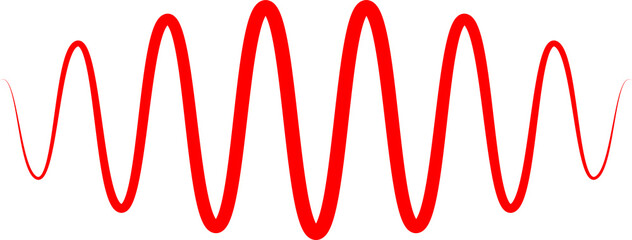 A vibrant red sine wave illustration perfect for science visuals on transparent background