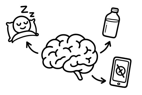 Benefits of sleep, hydration, and reduced screen time for brain health