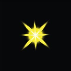 Yellow Starburst Light Effect on Black glow bright