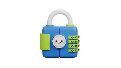 Cartoon padlock icon isolated on transparent background