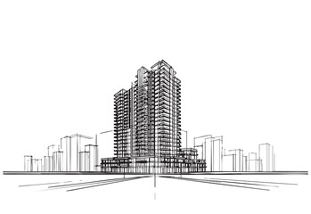 High rise building sketch. Architecture