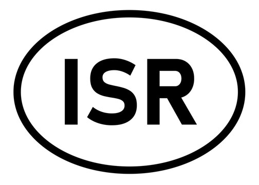 Israel country code ISR icon vector on a white background
Country code abbreviation oval sticker icon on a white background