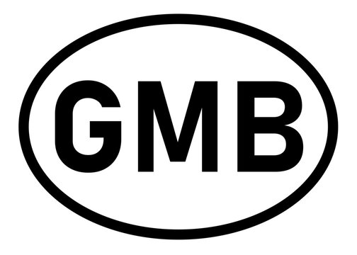 Gambia country code GMB icon vector on a white background
Country code abbreviation oval sticker icon on a white background