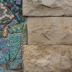 Background with decorative wall outside the building