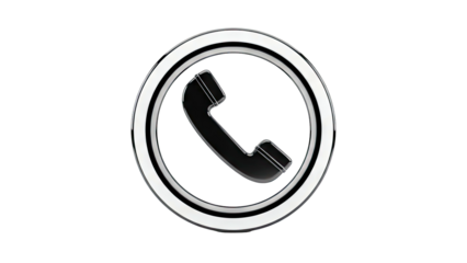 Glossy Black Phone Icon with Silver Ring